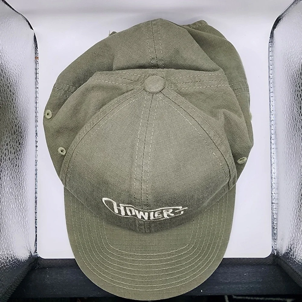 Howler Brothers Ripstop Cotton Strapback Hat Olive‎ Green Embroidered Logo Cap
